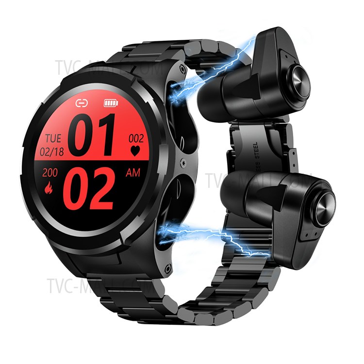 JM06 2-em-1 Banda de Aço Bluetooth Pressão Sanguínea Monitoramento de Oxigênio Sports Sports Smart Watch TWS Ears Fones de Ouvido Sem Fio-6