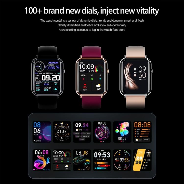 Q19 Pro 1.69 Polegada Detecção De Temperatura Bluetooth Smart Watch Sports Tracker Frequência Heart Health Health Monitoring Smart Bracelet - Ouro-6