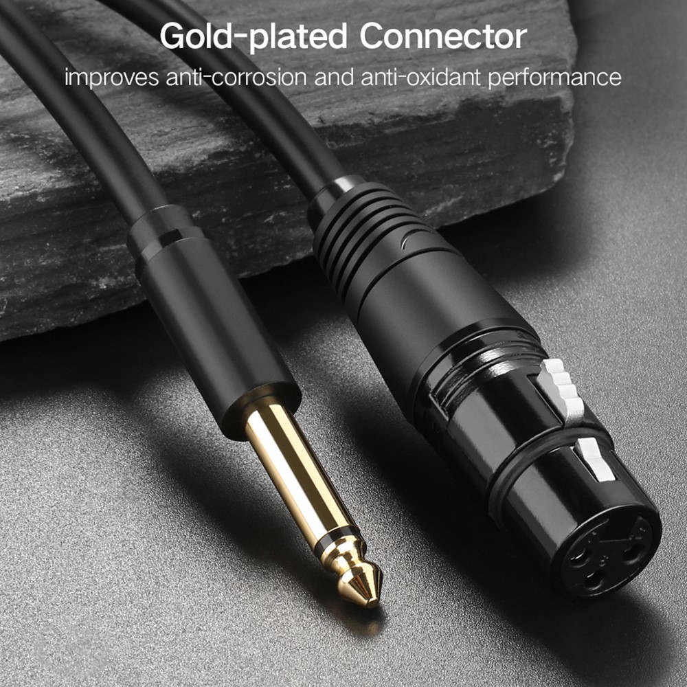 UGREEN 5m Microphone Wire for Speakers Sound Consoles Amplifier 6.35mm TRS to Canon XLR Audio Cable-5
