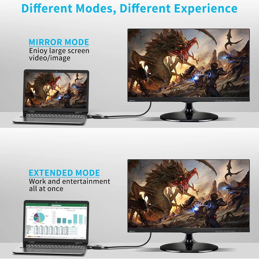 QGEEM QG-HD12 VGA Male to HDMI Female Converter VGA to HDMI Adapter with 3.5mm Audio Jack Support PD Charging Audio Transmission 1080P/60Hz-5