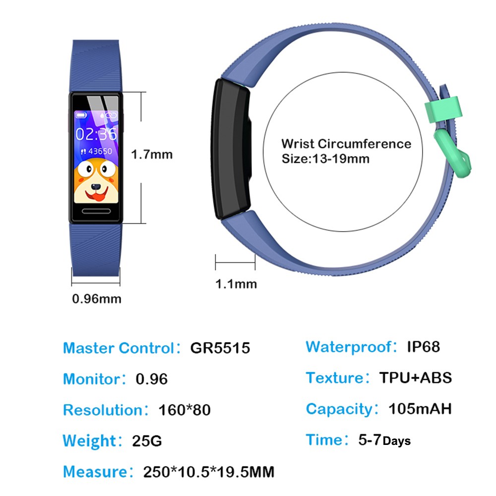 Y99C 0.96 inch Children Smart Watch IP68 Waterproof Sports Bracelet Multifunctional Health Watch with Step Count/Sleep/Heart Rate Monitoring - Blue-8