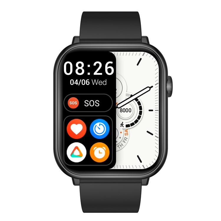 QX9 1.96-inch Touch Screen Sports Bracelet Body Temperature Heart Rate Monitor Smart Watch - Black