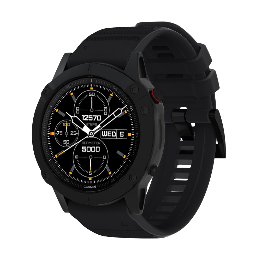 Silikon Smart Uhrenarmband Für Garmin Fenix 6, Usw. - Schwarz-3