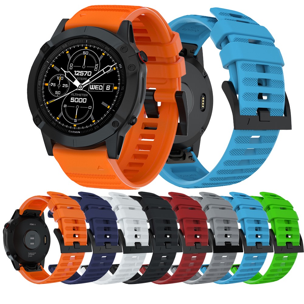 Silicone Smart Watch Band for Garmin Fenix 6, etc - Black-6