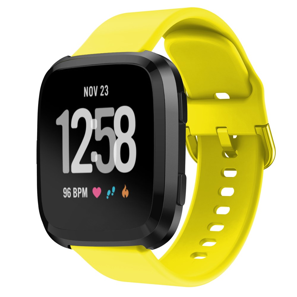 Silicone Smart Watch Replacement Strap for Fitbit Versa, etc - Yellow-3