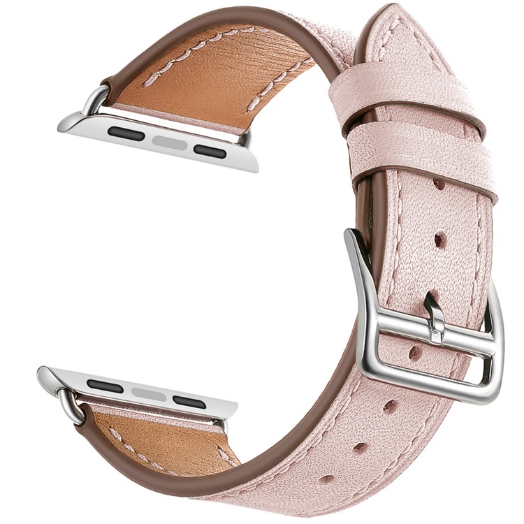 Echtes Leder Smart Uhrenarmband Für Apple Watch Serie 5/4 40mm Beschichtet / Serie 3/2/1 38mm- Rosa-1