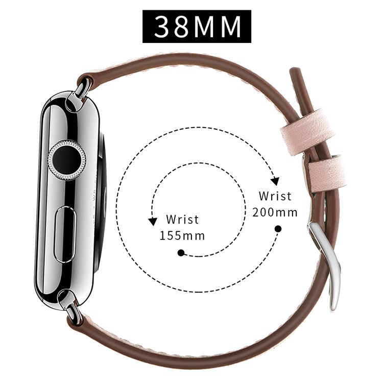 Echtes Leder Smart Uhrenarmband Für Apple Watch Serie 5/4 40mm Beschichtet / Serie 3/2/1 38mm- Rosa-11