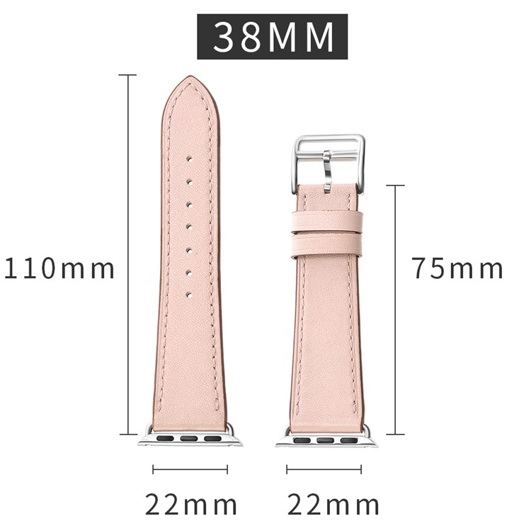 Echtes Leder Smart Uhrenarmband Für Apple Watch Serie 5/4 40mm Beschichtet / Serie 3/2/1 38mm- Rosa-12