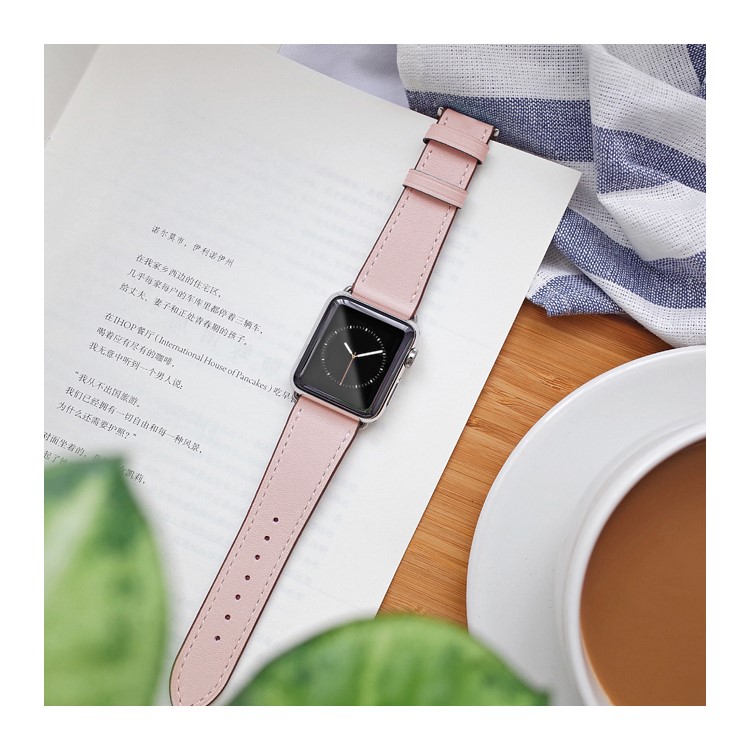Echtes Leder Smart Uhrenarmband Für Apple Watch Serie 5/4 40mm Beschichtet / Serie 3/2/1 38mm- Rosa-14