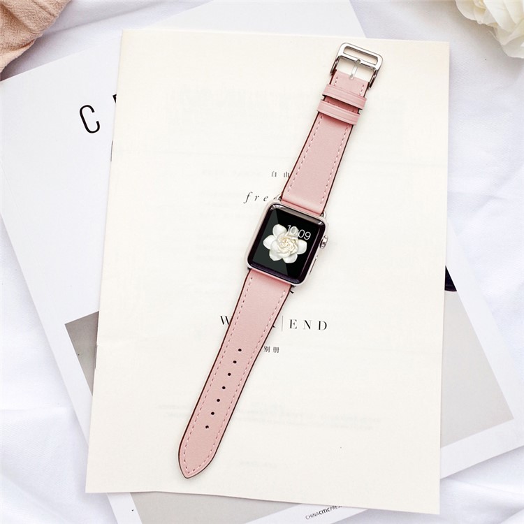 Echtes Leder Smart Uhrenarmband Für Apple Watch Serie 5/4 40mm Beschichtet / Serie 3/2/1 38mm- Rosa-15