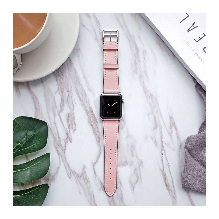 Echtes Leder Smart Uhrenarmband Für Apple Watch Serie 5/4 40mm Beschichtet / Serie 3/2/1 38mm- Rosa-17