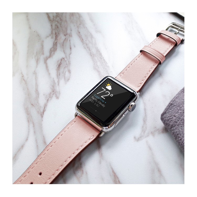 Echtes Leder Smart Uhrenarmband Für Apple Watch Serie 5/4 40mm Beschichtet / Serie 3/2/1 38mm- Rosa-18
