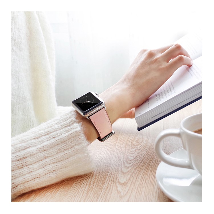 Echtes Leder Smart Uhrenarmband Für Apple Watch Serie 5/4 40mm Beschichtet / Serie 3/2/1 38mm- Rosa-19