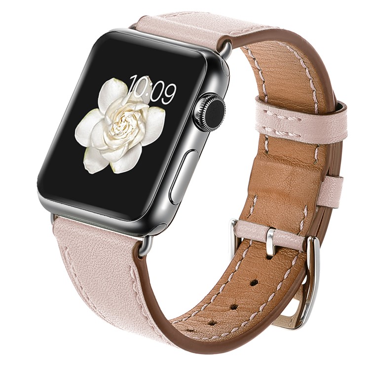 Echtes Leder Smart Uhrenarmband Für Apple Watch Serie 5/4 40mm Beschichtet / Serie 3/2/1 38mm- Rosa-2