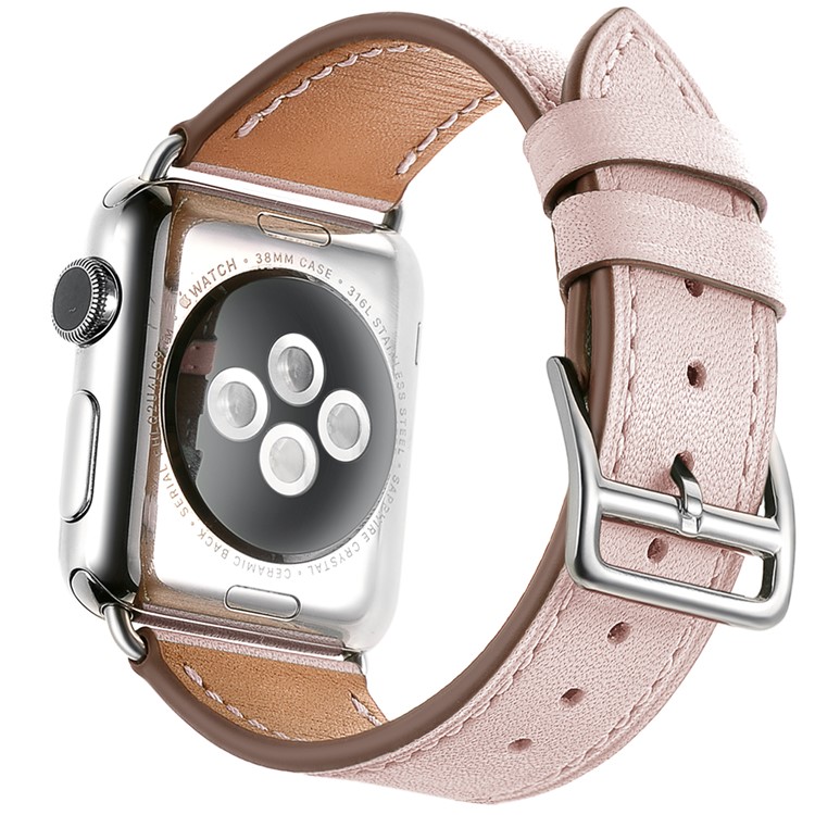 Echtes Leder Smart Uhrenarmband Für Apple Watch Serie 5/4 40mm Beschichtet / Serie 3/2/1 38mm- Rosa-4