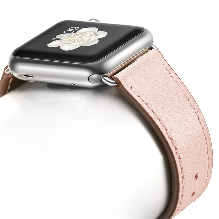 Echtes Leder Smart Uhrenarmband Für Apple Watch Serie 5/4 40mm Beschichtet / Serie 3/2/1 38mm- Rosa-6