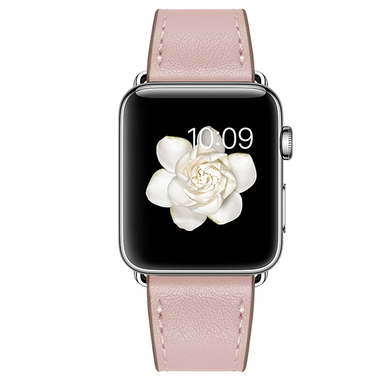 Echtes Leder Smart Uhrenarmband Für Apple Watch Serie 5/4 40mm Beschichtet / Serie 3/2/1 38mm- Rosa-8