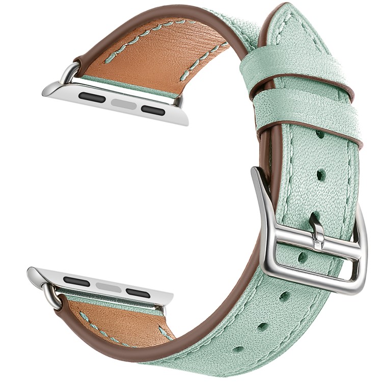 Genuine Leather Coated Smart Watch Strap for Apple Watch Series 5/4 44mm / Series 3/2/1 42mm- Green-1