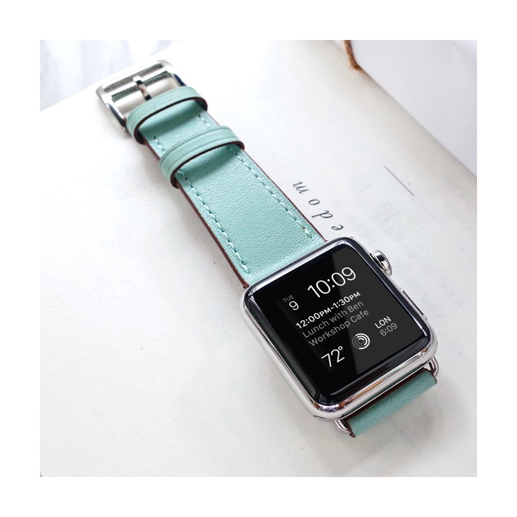 Genuine Leather Coated Smart Watch Strap for Apple Watch Series 5/4 44mm / Series 3/2/1 42mm- Green-13