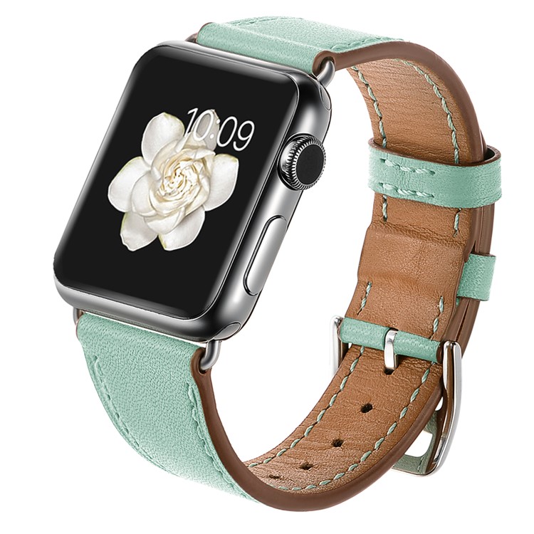 Genuine Leather Coated Smart Watch Strap for Apple Watch Series 5/4 44mm / Series 3/2/1 42mm- Green-2