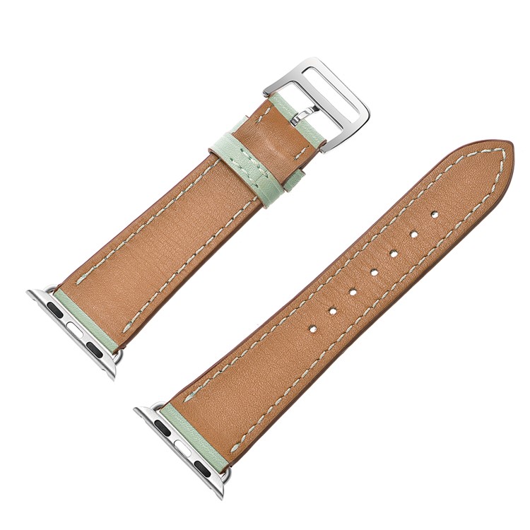 Genuine Leather Coated Smart Watch Strap for Apple Watch Series 5/4 44mm / Series 3/2/1 42mm- Green-4