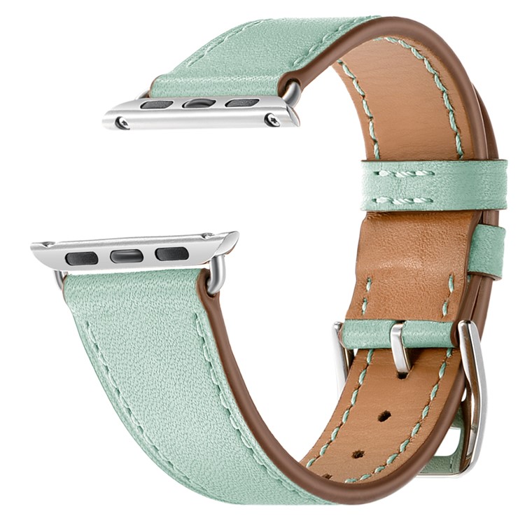 Genuine Leather Coated Smart Watch Strap for Apple Watch Series 5/4 44mm / Series 3/2/1 42mm- Green-7