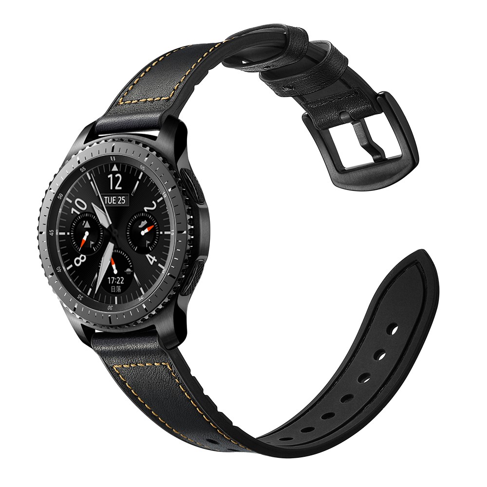 22mm Genuine Leather Coated Silicone Smart Watch Strap for Samsung Gear S3 Classic / Gear S3 Frontier - Black-3
