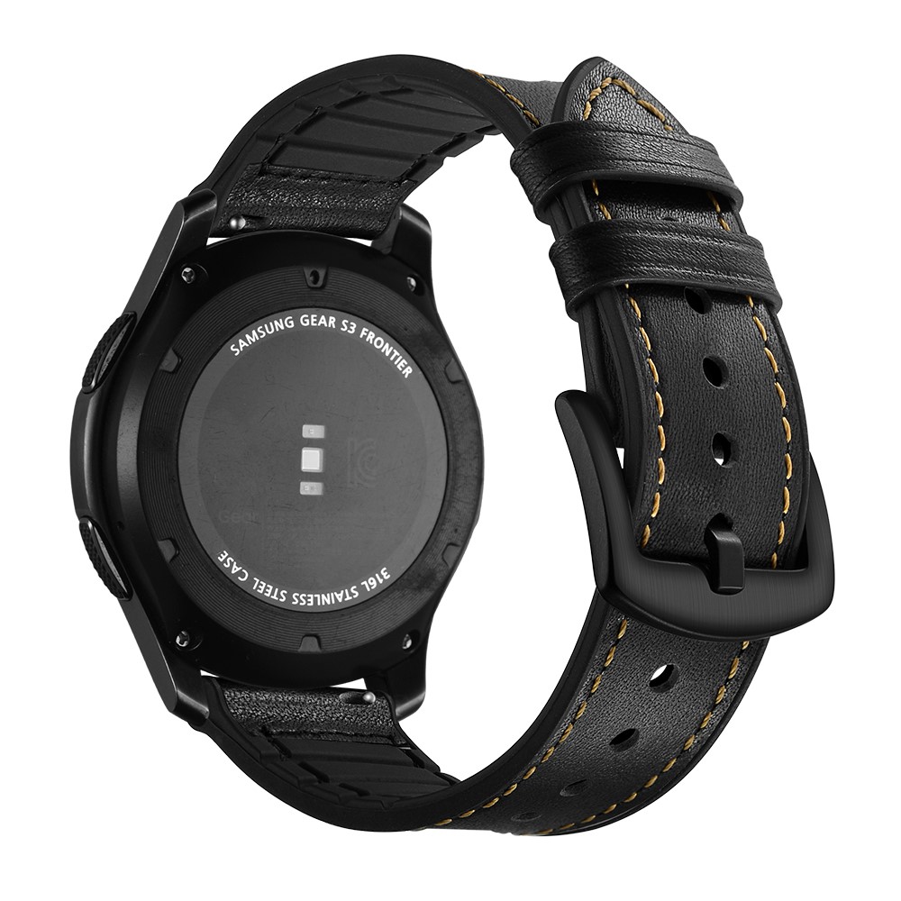 22mm Genuine Leather Coated Silicone Smart Watch Strap for Samsung Gear S3 Classic / Gear S3 Frontier - Black-4
