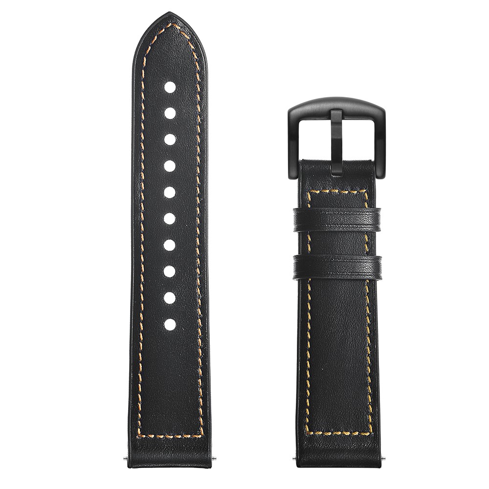 22mm Genuine Leather Coated Silicone Smart Watch Strap for Samsung Gear S3 Classic / Gear S3 Frontier - Black-6