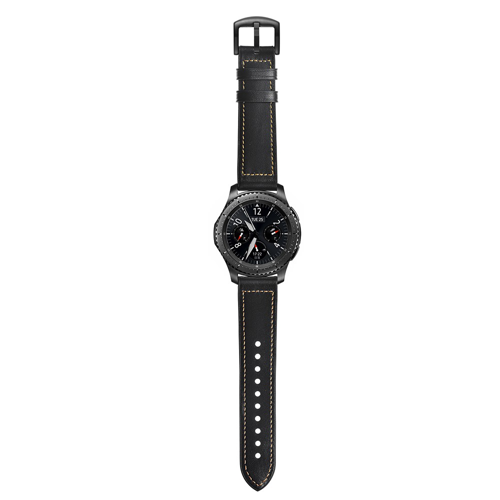 22mm Genuine Leather Coated Silicone Smart Watch Strap for Samsung Gear S3 Classic / Gear S3 Frontier - Black-7