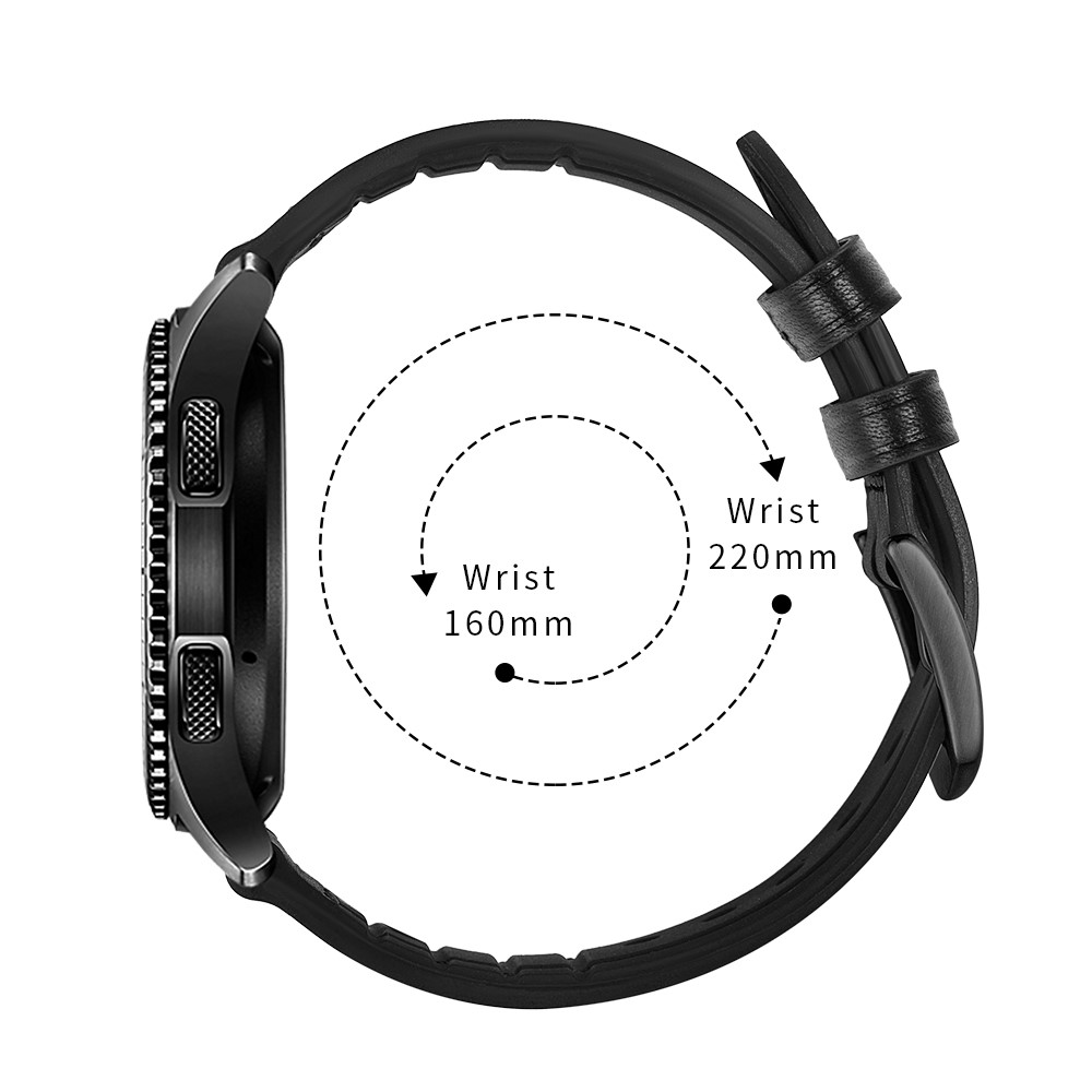 22mm Genuine Leather Coated Silicone Smart Watch Strap for Samsung Gear S3 Classic / Gear S3 Frontier - Black-8
