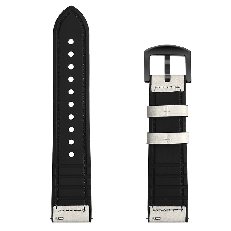 For Samsung Gear Sport (S4) Silicone Cowhide Leather Watch Strap - White-6