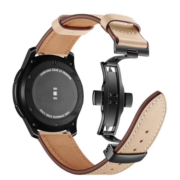 Wholesale 22mm Genuine Leather Watch Strap Replacement for Samsung Gear S3  Classic / Gear S3 Frontier - Black/Beige from China | TVC-Mall.com