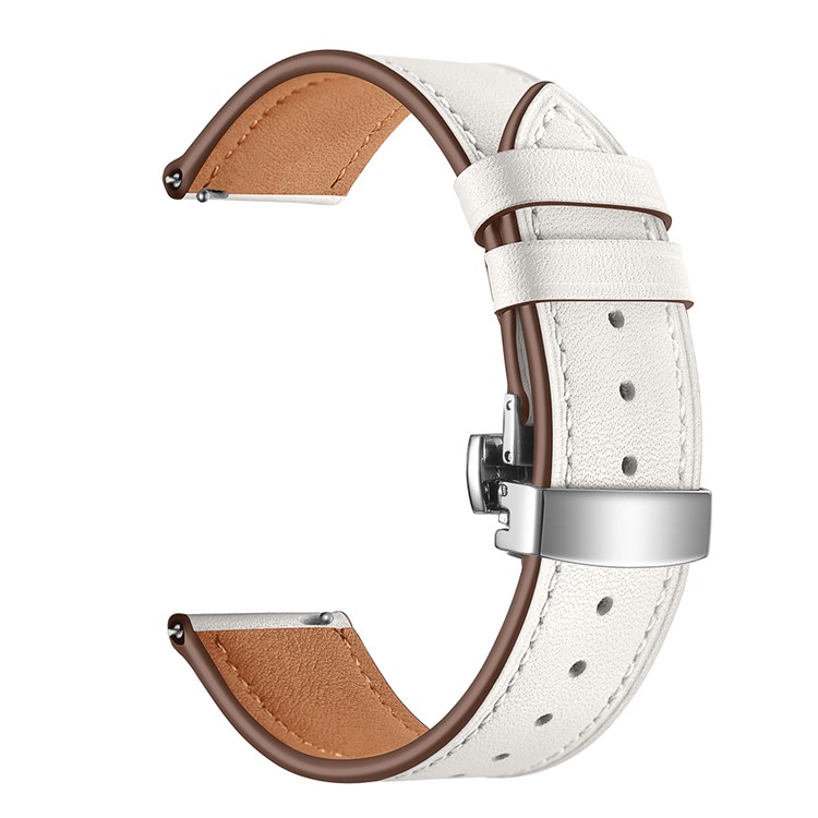 22mm Genuine Leather Watch Strap Replacement for Samsung Gear S3 Classic / Gear S3 Frontier - Silver/White-4