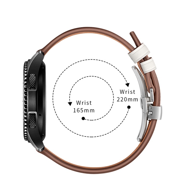 22mm Genuine Leather Watch Strap Replacement for Samsung Gear S3 Classic / Gear S3 Frontier - Silver/White-8