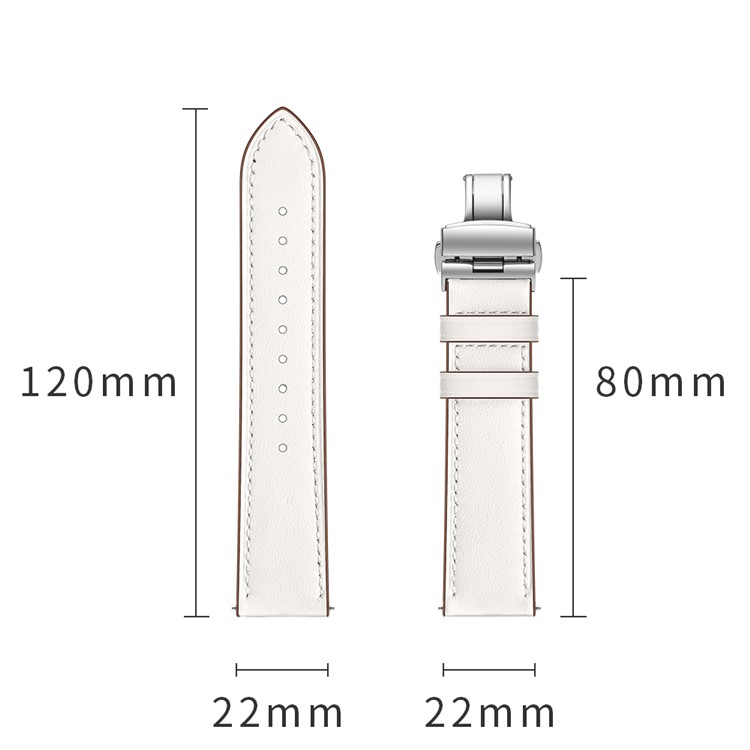 22mm Genuine Leather Watch Strap Replacement for Samsung Gear S3 Classic / Gear S3 Frontier - Silver/White-9