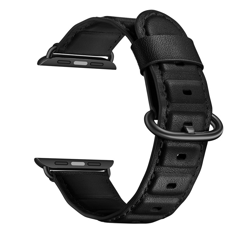 Echtes Leder Smart Watch Ersatzarmband Für Apple Watch Serie 5/4 40mm Beschichtet / Serie 3/2/1 38mm- Schwarz-1