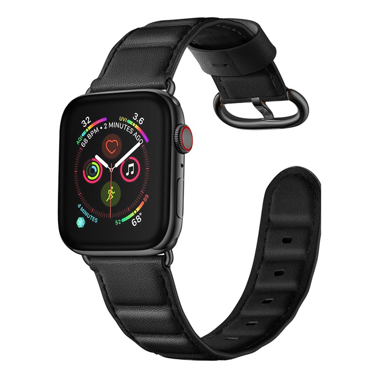 Echtes Leder Smart Watch Ersatzarmband Für Apple Watch Serie 5/4 40mm Beschichtet / Serie 3/2/1 38mm- Schwarz-2