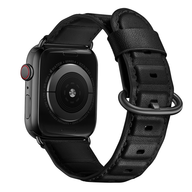 Echtes Leder Smart Watch Ersatzarmband Für Apple Watch Serie 5/4 40mm Beschichtet / Serie 3/2/1 38mm- Schwarz-4