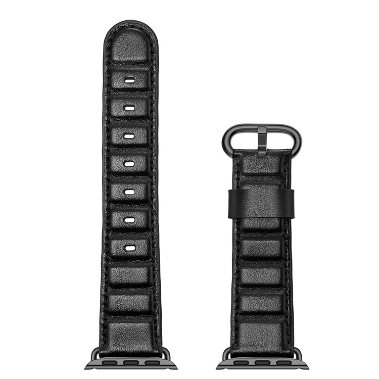 Echtes Leder Smart Watch Ersatzarmband Für Apple Watch Serie 5/4 40mm Beschichtet / Serie 3/2/1 38mm- Schwarz-5