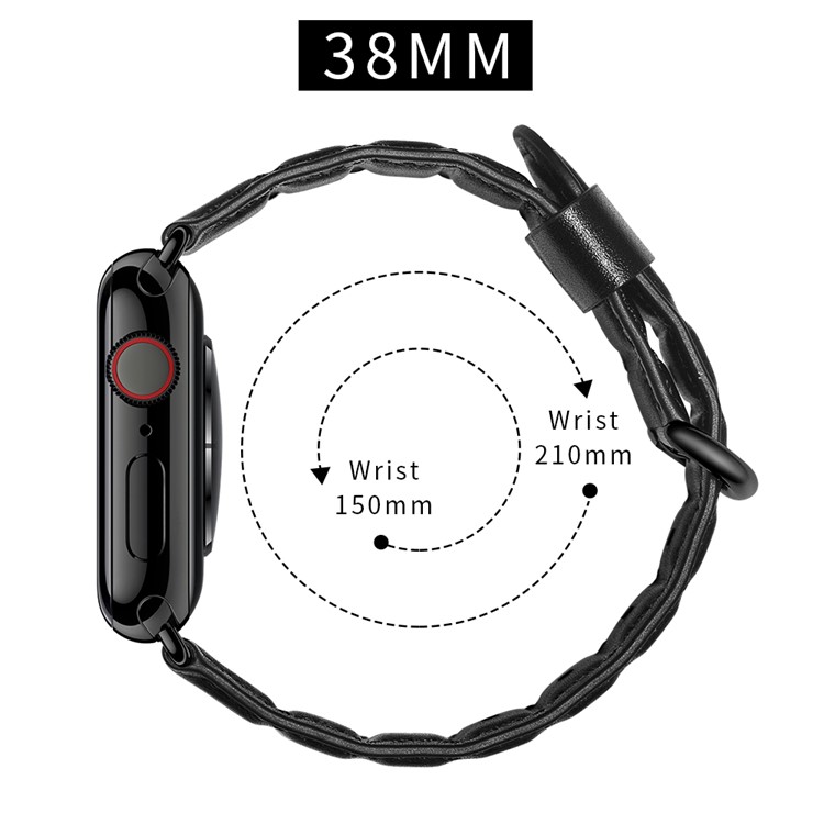 Echtes Leder Smart Watch Ersatzarmband Für Apple Watch Serie 5/4 40mm Beschichtet / Serie 3/2/1 38mm- Schwarz-6