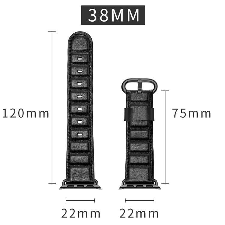 Echtes Leder Smart Watch Ersatzarmband Für Apple Watch Serie 5/4 40mm Beschichtet / Serie 3/2/1 38mm- Schwarz-7