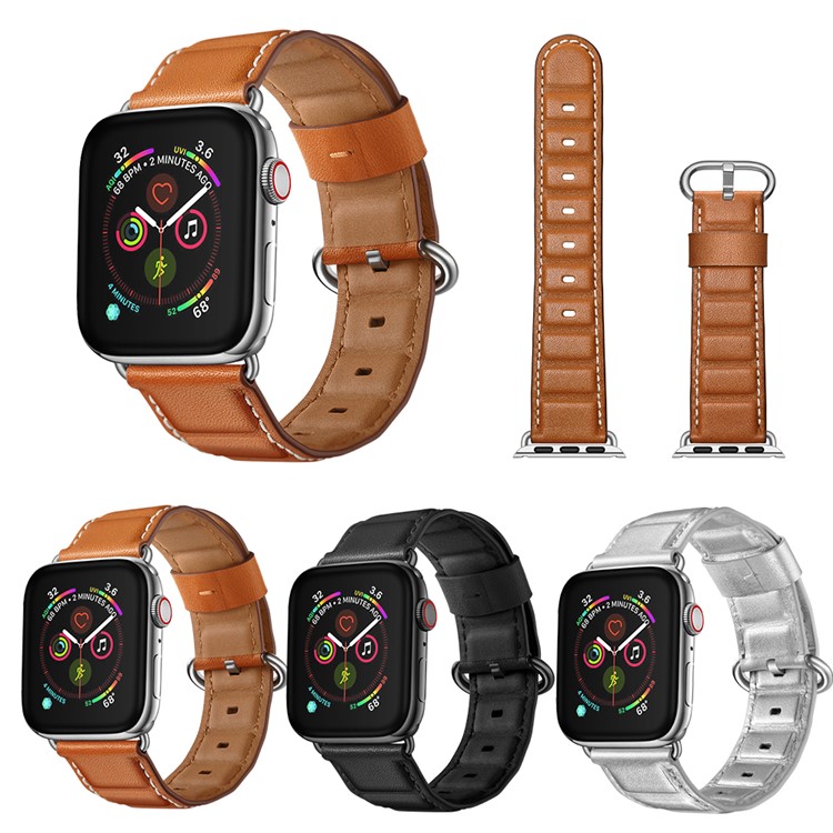 Echtes Leder Smart Watch Ersatzarmband Für Apple Watch Serie 5/4 40mm Beschichtet / Serie 3/2/1 38mm- Schwarz-9