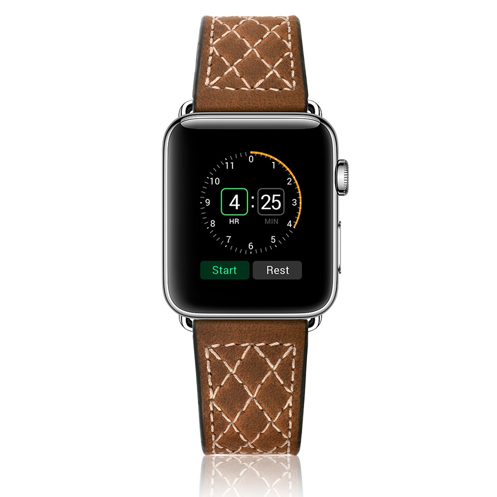 Grid Style Crazy Horse Skin Genuine Leather Smart Watch Strap for Apple Watch Series 5/4 44mm / Series 3/2/1 42mm-5