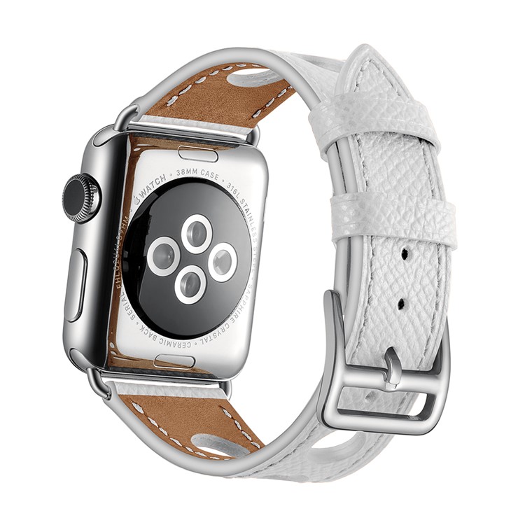 Genuine Leather Coated Smart Watch Replacement Strap for Apple Watch Series 5/4 40mm / Series 3/2/1 38mm - White-4