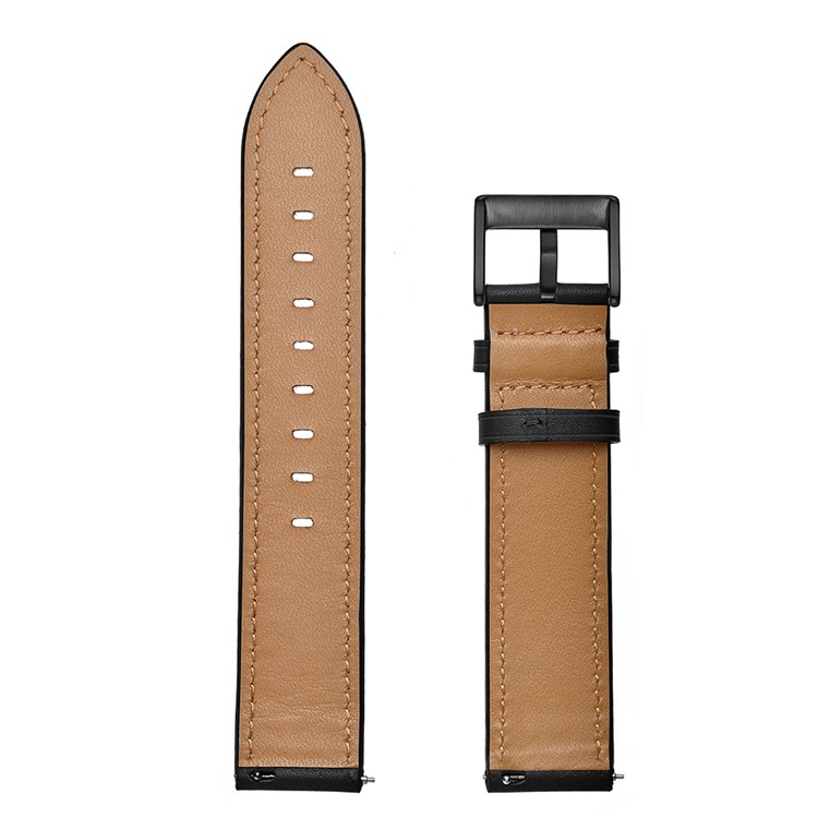 For Huami Amazfit Bip 20mm Cowhide Genuine Leather Watch Band - Black-6