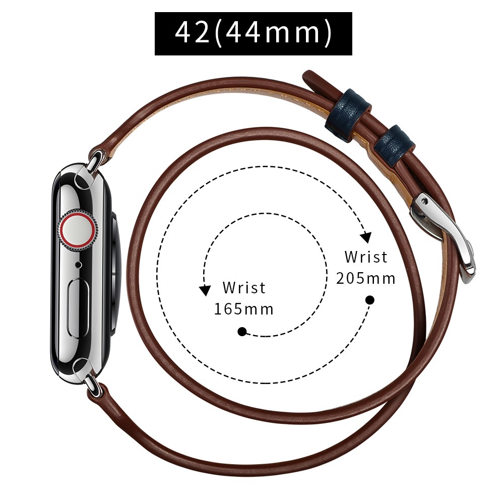 Bi-colored Dual-circle Design Genuine Leather Replacement Watch Strap for Apple Watch Series 1/2/3 42mm / Series 4/5 44mm - Orange+Dark Blue+White-5