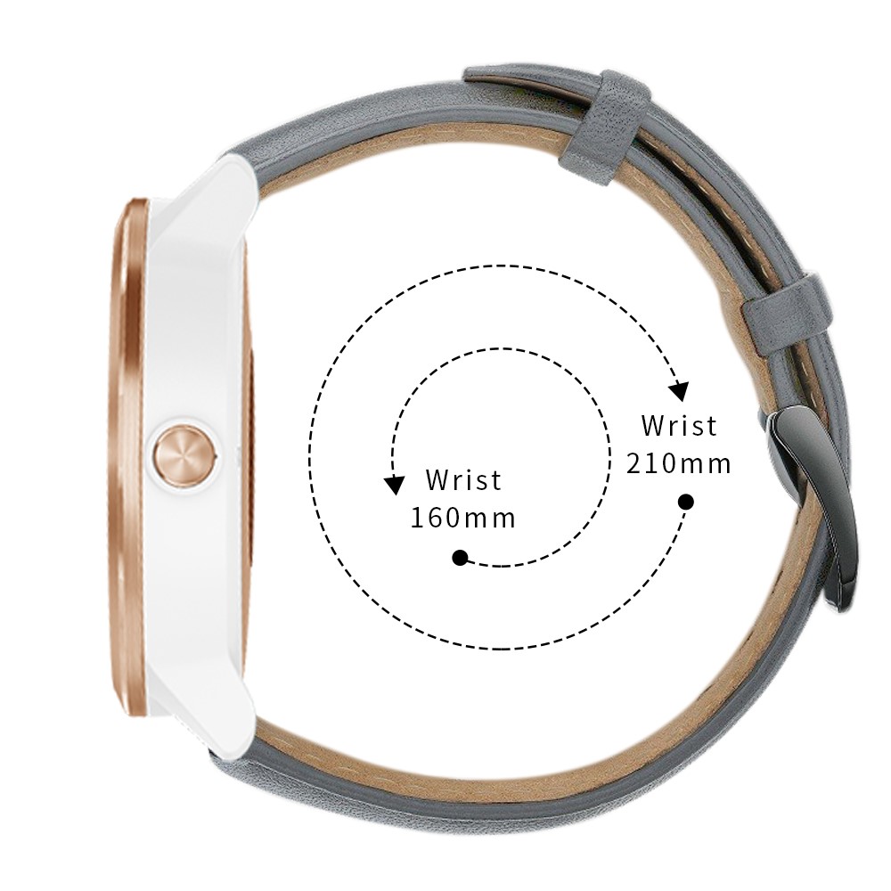 For Garmin Vivoactive 3/Vivomove HR Top-layer Cowhide Leather Watch Strap 20mm - Grey-11