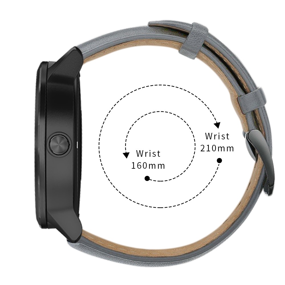 For Garmin Vivoactive 3/Vivomove HR Top-layer Cowhide Leather Watch Strap 20mm - Grey-5