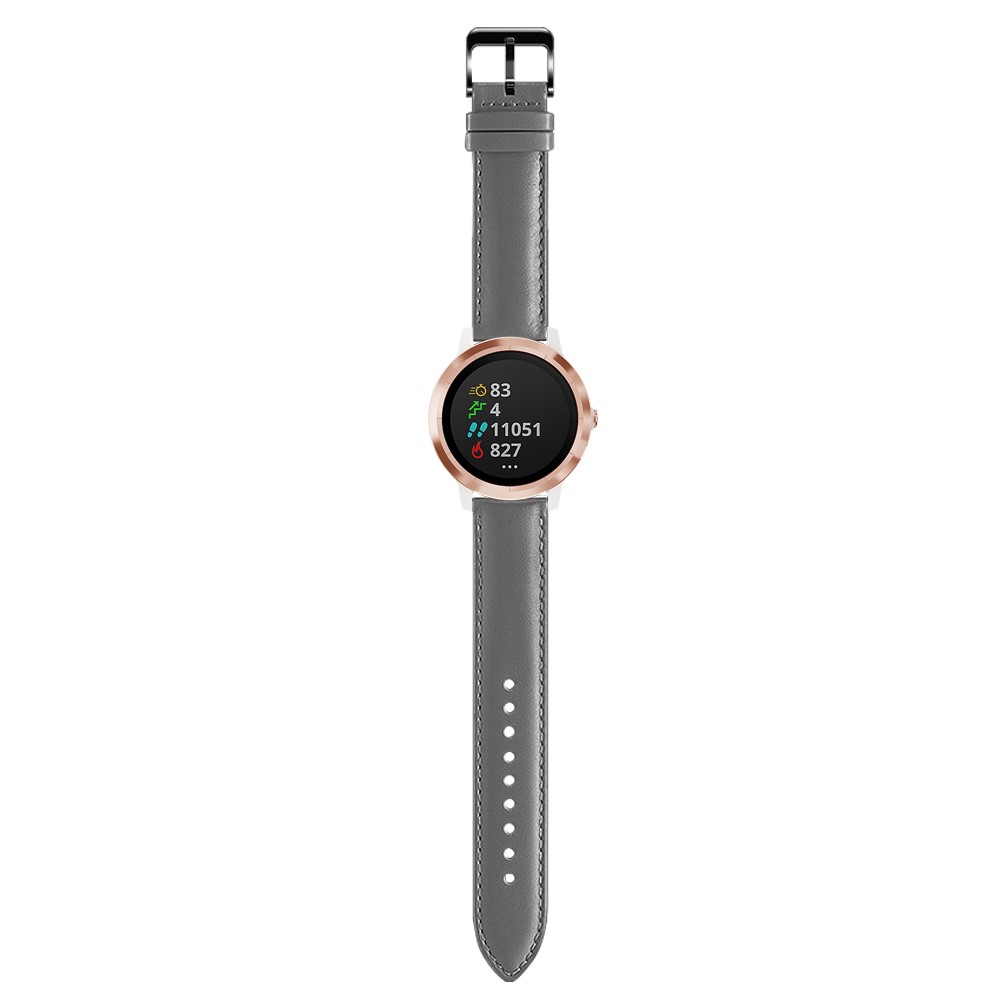 For Garmin Vivoactive 3/Vivomove HR Top-layer Cowhide Leather Watch Strap 20mm - Grey-9